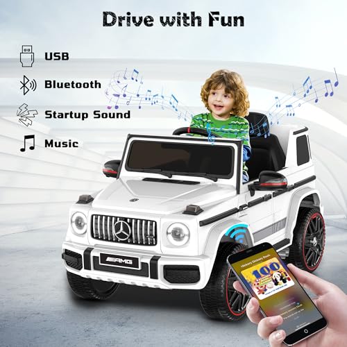 Image of ANPABO 12V 7AH Licensed Mercedes-Benz G63 Electric Car for Kids, White