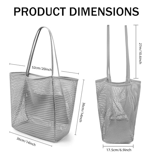 Image of VOROLO Mesh Tote Beach Bag,Women Fairycore Hobo Bag,Shoulder Bag,Soft Summer Casual Crochet Bags