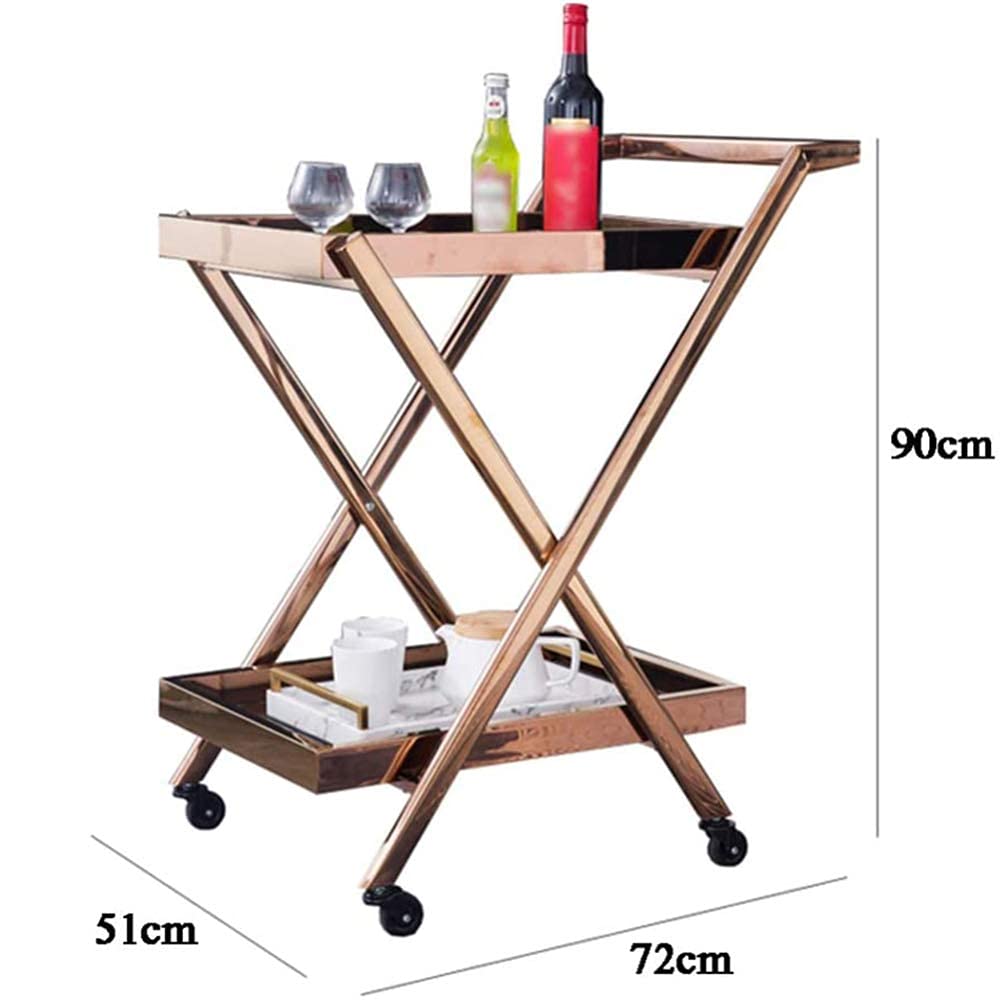 Carrito de cristal con marco de acero inoxidable y 4 ruedas, versátil carrito de té y vino para el hogar, cocina, hotel o restaurante