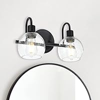 Vista 12 de Accesorios de iluminación de tocador de baño negros de 5 luces sobre espejo, iluminación moderna de pared con apliques de vidrio esmerilado