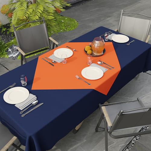 Image of Encasa XO Dining Table Cover Cloth for 4 Seater | 90x90 cm Cotton Canvas Square Table Cloth | Machine Washable Tablecloth for Indoor & Outdoor Use - Orange Solid Color