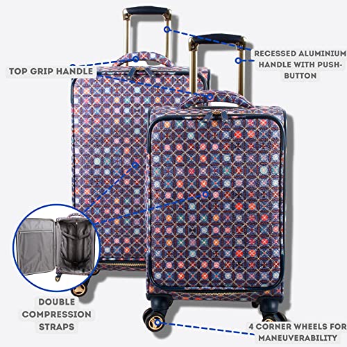 J World New York Bella Collaboration 2-Piece Luggage Set, Flower Seeds, One Size3