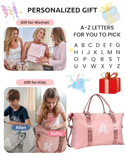 Image of Birthday Gifts for 8 9 10 11 12 13 14 Year Old Girls,Duffel Bag | Personalized Weekender Travel Bag, Monogram Overnight Bags, Niece Gift Dorm Room Essentials For Girls Gifts (Letter F)