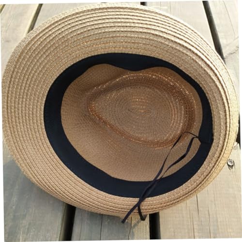 Unisex Boys and Girls Straw Hat for Spring Beach Khaki Sun Cap for Boy Girl Stylish Short Brim Design for Outdoor Fun4