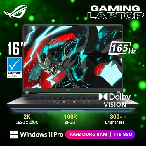 ROG Strix G16 Gaming Laptop, 16 pollici 165Hz 2K 3ms Display, Core i7-14650HX(>i9-13900H), INVIDIA GeForce RTX 5060, Copilot, tastiera retroilluminata RGB, Wi-Fi 7, Windows 11 Pro, nero (16 GB - Notebook - Immagine 1