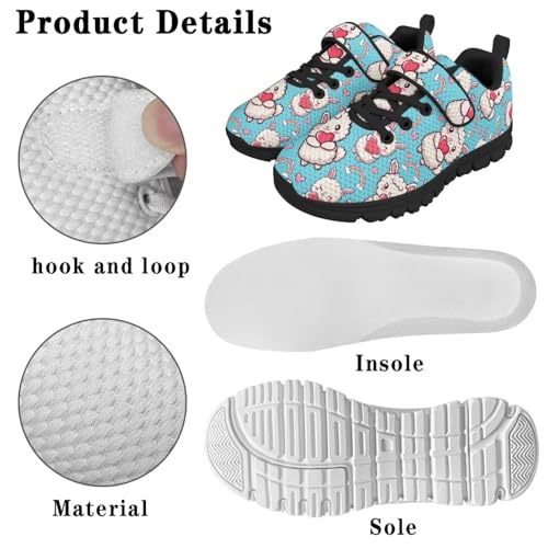 Boys Girls Shoes for Little Kids/Big Kids Machine Washable Lightweight Comfy Athletic Running Shoes Kids Sneakers Light Sheep Rainbow Love Pattern(Black Sole) 5