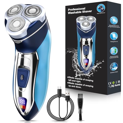 Electric Razor for Men,Men’s Electric Shavers Rotary,LED Display 100% Waterproof Cordless Razor