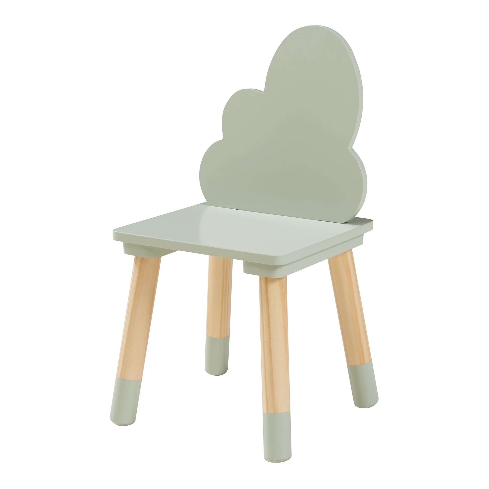 [en.casa] Set di 3 Mobili per Bambini Tavolino e 2 Sedie con Schienale a Forma di Nuvola per Cameretta Area Gioco Tavolo Rettangolare a Misura di Bimbi - Verde Menta/Naturale