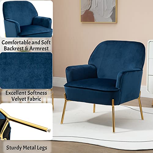 Fauteuil velours bleu pieds métal doré Fiximaster