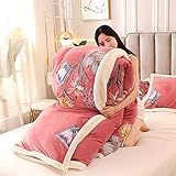  SINGID Couverture Extra Molle De Couette De Flanelle,Hiver Épais Peluche Couverture De Couette,Chaleur Corail Polaire Double Face Fermeture à Glissière Parure De Couette-J 150x200cm(59x79inch)