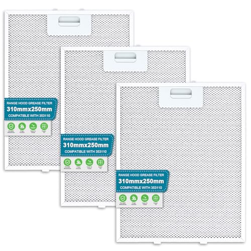 Filtre Hotte Extracteur 310 x 250, Filtre à Graisse Compatible avec Bosch Campana Extractrice de Cuisine par Poweka (3 Pièces)