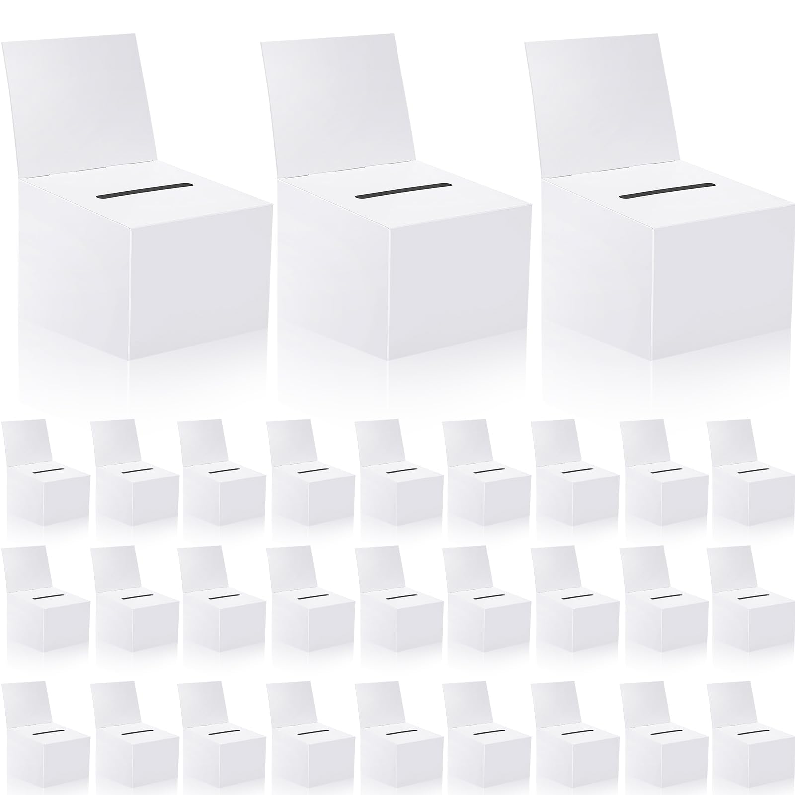 30 Pack Raffle Boxes Ballot Box Suggestion Box with Slot, 6.5 x 4.5 x 4.5 Inch Cardboard Raffle Boxes with Slot for Ticket and Removable Header for