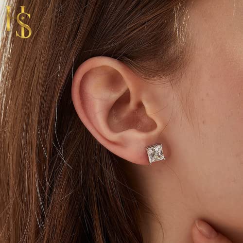 HIGHSPARK 925 Silver Solitaire Square Earrings for Women | 92.5 Sterling Silver and Princess Cut Diamond like Brilliance Sparkling Zirconia for that Stunning Shine | Lovely Gift - Image 3