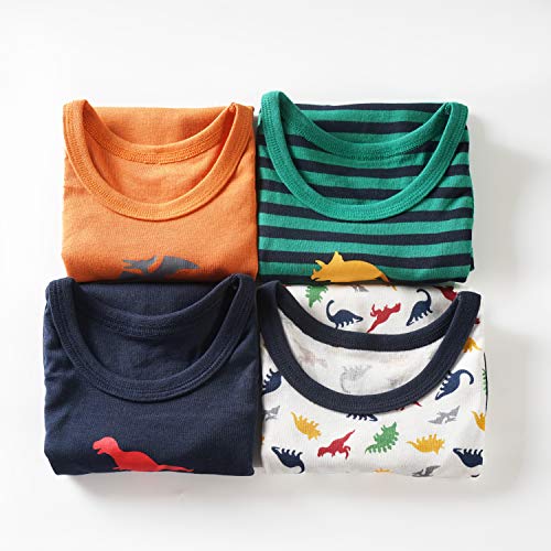 Evercute Baby Toddler Boys Tank Tops 4 Pack 100% Cotton Dianosaurs Sleeveless Shirts for Little Boys (4-5T) - Thumbnail 2