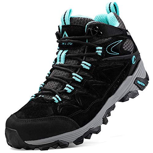 Hiking Boots for Women Breathable Climbing Trekking Shoes Outdoor Sports High-Top Traveling Sneakers (6520 Black,8)