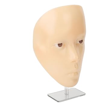 3D Reusable Makeup Practice Mannequin Face, Silicone Full Face for Eyelash and Eye Shadow Practice, Ideal for Emerging Makeup Artists and Girls Gift yellow skin