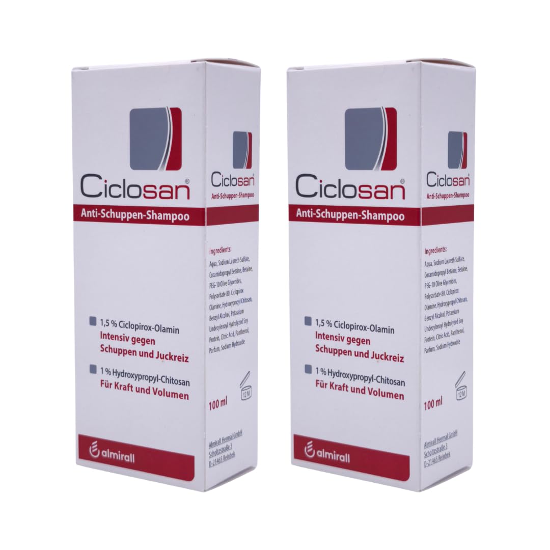 Ciclosan Anti-Schuppen Shampoo 100 ml I Pflege bei Schuppenbildung I Kopfhautpflege Shampoo I mit Ciclopirox-Olamin I für die regelmäßige Haarpflege I Kopfhaut & Haar I mit Pharma Perle Duschgel (2x)