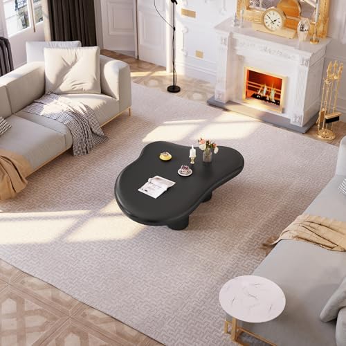 Guyii Cloud-Shaped Coffee Table, Modern Sofa Table with 4 Legs, Black Center Table, Small Irregular Tea Table for Living Room, Easy Assembly - Image 7