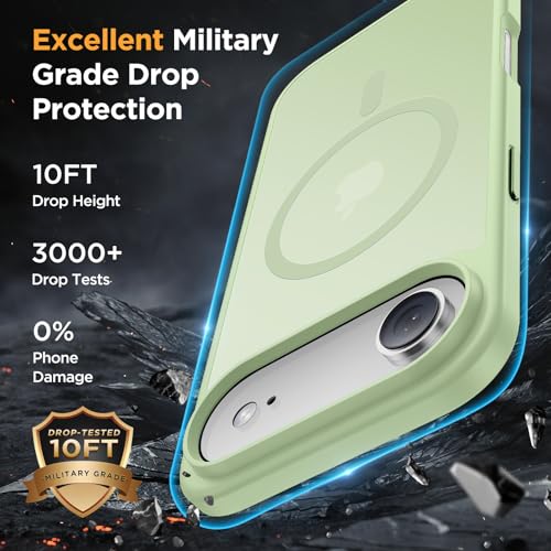 Image of Miracase Magnetic for iPhone Air Case with Screen Protector(Compatible with MagSafe), Slim Thin Translucent Matte Military-Grade Protected Phone Cover for iPhone 17 Air 6.5 inch, Green