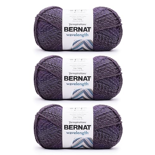 Image of Bernat Wavelength Yarn for Crocheting & Knitting, Tanzanite, 3-Pack | #5 Bulky Yarn, 100% Acrylic, Soft Gradient Crochet Yarn for Hats, Scarves, Blankets & Crafts, 223yds, 140g /5oz per skein
