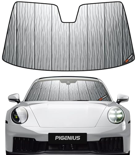 Pigenius Windshield Sunshade for Porsche 911 (997 Gen) 2006-2012, Reversible Silver/Black