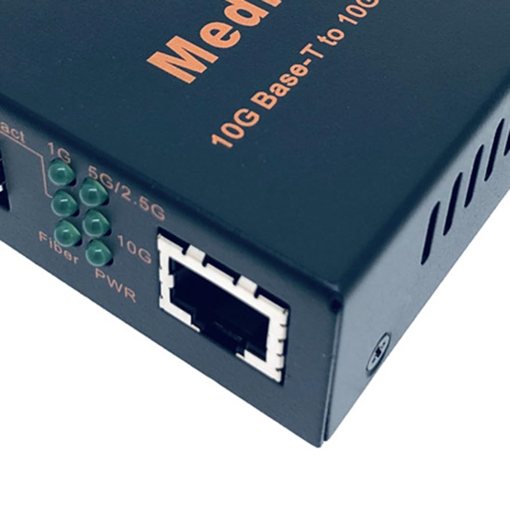 Convertisseur de Média en Fibre Optique + à + 10Gbps, Commutateur Ethernet 10Gbps RJ45 100M/1000M/10G, Prise EU.