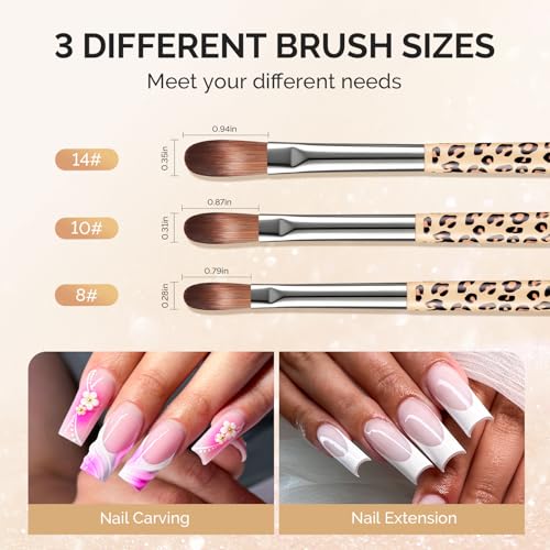 Image of MelodySusie 3Pcs Acrylic Nail Brush Set, Size 8 /10 /14