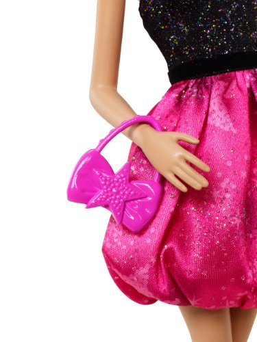 Muñeca Barbie Fashionista Party Glam con vestido rosa y negro miniatura 3