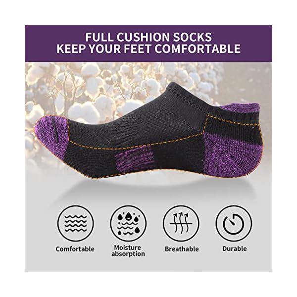 BUDERMMY Sneaker Socken Damen 6 Paar Füßlinge Baumwolle Sportsocken Atmungsaktives Kurz Socken Damen Gepolsterte Laufsocken – Bild 4