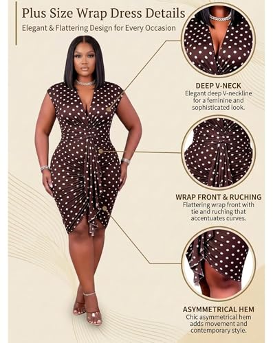 Image of IyMoo Women's Sexy Plus Size Bodycon Sleeveless Drawstring Ruched Mini Club Dresses