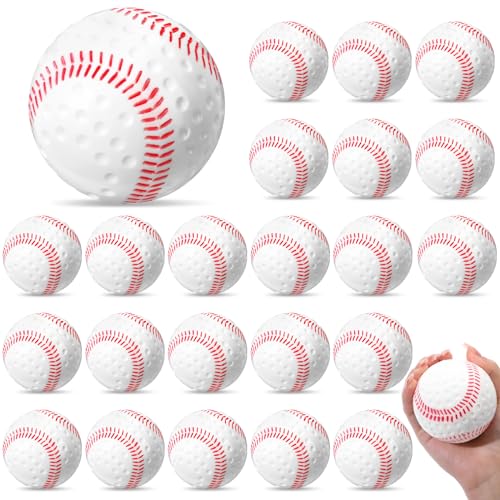 Halloscume 24 Pieces Dimpled Baseballs with Red Seam Pitching Machine Baseballs for Hand Eye Coordination Batting Hitting Training and Fielding Practice(9 Inch White)