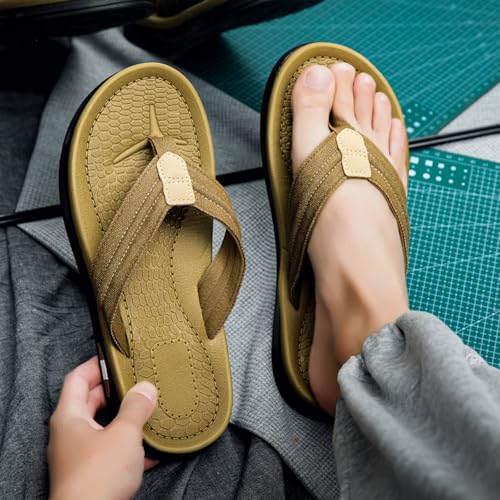 Image of Mens Flip Flops Thong Sandals Lightweight Comfortable Summer Beach Slides Soft Cushion Footbed Open Toe Slippers for Pool Showers Dorms Water Friendly Indoor and Outdoor