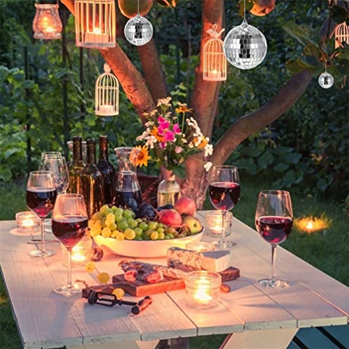 Adornos de espejo plateados NUOBESTY, 18 piezas para árbol de Navidad, decoración festiva para bodas, fiestas y reuniones miniatura 4