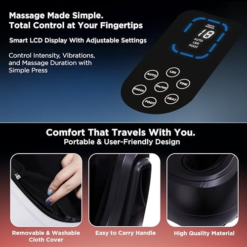 Image of Dr Physio USA 1053 Grandmaster Foot Massager Machine for pain relief | Electric Leg & Calf Massage Machine with Soothing Heat & 3 Intensity Levels | Vibrations, Rolling & Kneading Function for Muscle Relaxation