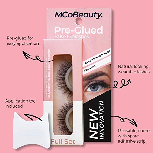 MCoBeauty Reusable Pre-Glued False Lashes | Natural Self Adhesive Fake Eyelashes