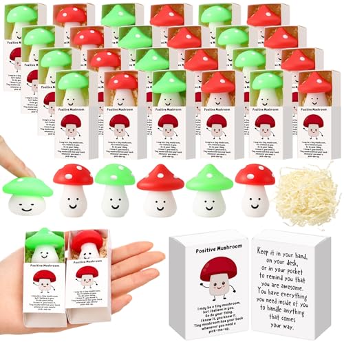 24 Sets Positive Gifts Mushroom Party Favors with Boxes