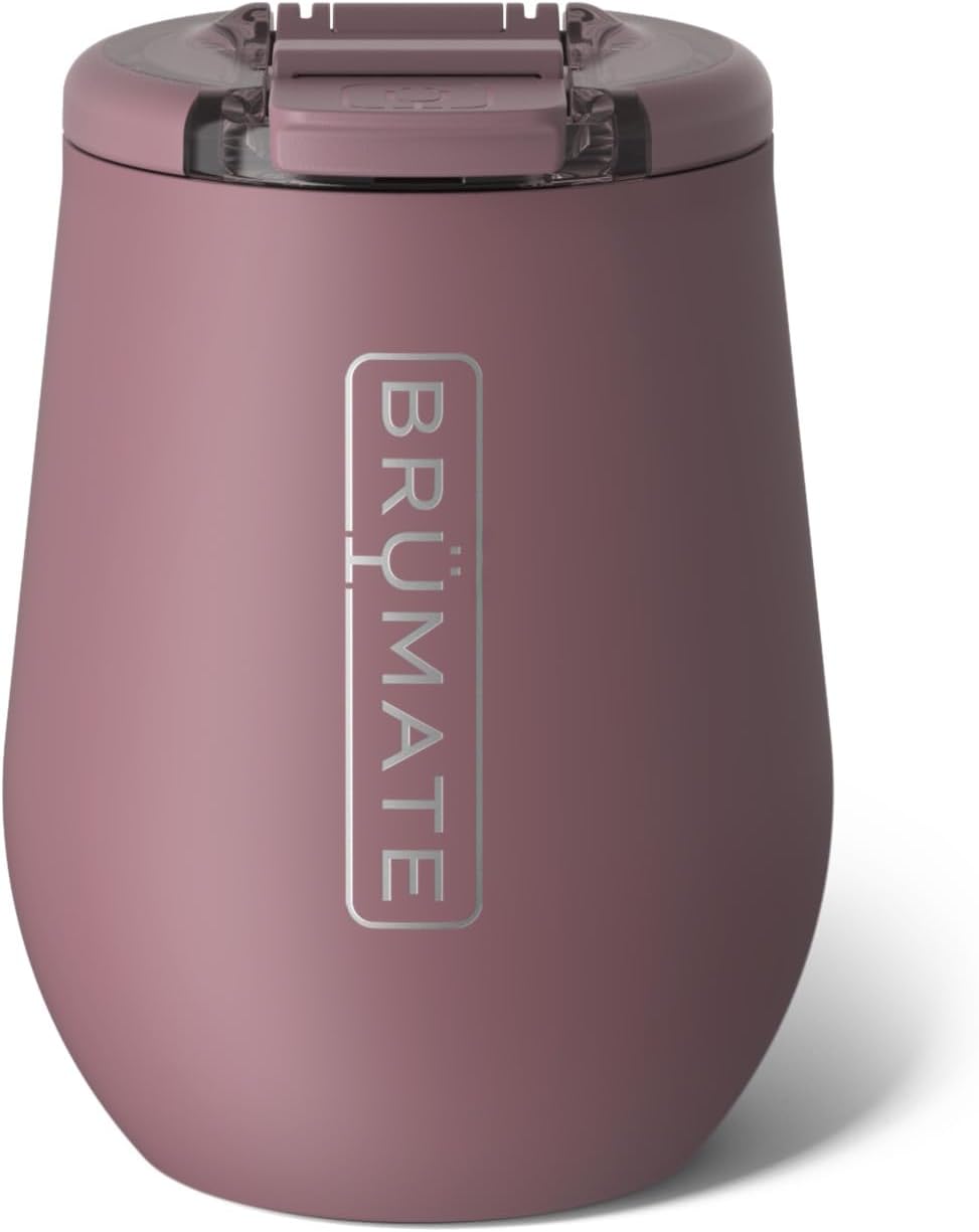 BrüMate Uncork’d 100% Leak-Proof 14oz Insulated Wine Tumbler with Lid – Vacuum Insulated Stainless Steel Wine Glass – Perfect For Travel & Outdoors (Rose Taupe)
