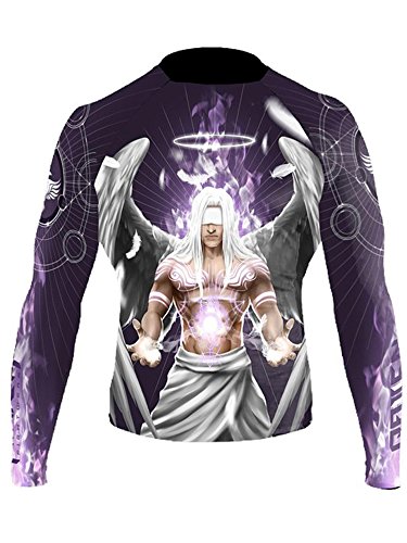 Raven Fightwear Men's Archangel Gabriel Rash Guard MMA BJJ Purple Medium