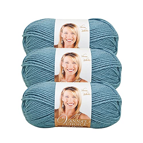 Image of Lion Brand Yarn, Vanna's Choice Crochet Yarn, Dusty Blue, 3 Pack | Everyday Basic Worsted Weight Acrylic Knit & Crochet Fiber for Blankets, Bags, Sweaters, Hats, Scarves