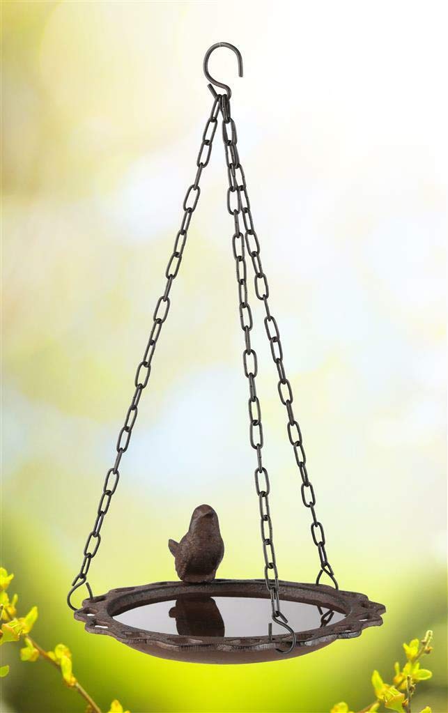 Bambelaa! Abreuvoir à oiseaux en fonte pour jardin, abreuvoir pour oiseaux, eau, mangeoire, abreuvoir suspendu, 1 pièce à suspendre