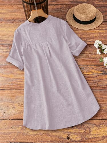 Image of TADKEE Women's Linen Blend Solid Regular Fit Tunic Top | Kurti for Women