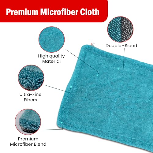 Image of Prime Pick Ultra Clean Microfiber Cloth Super Absorbent Double Sided Extra Thick Car Bike Auto Detailing Cleaning Towel Lint Free Scratch Free Washing Drying Cloth Light Blue 60 x 40 cm 1200 GSM