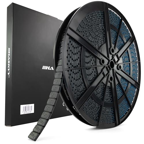 HASKYY 5 kg de masses d'équilibrage adhésives autocollantes 1000 x 5 g Noir Rouleau de poids avec bord détachable, poids d'équilibrage 19 mm de long, barrette...