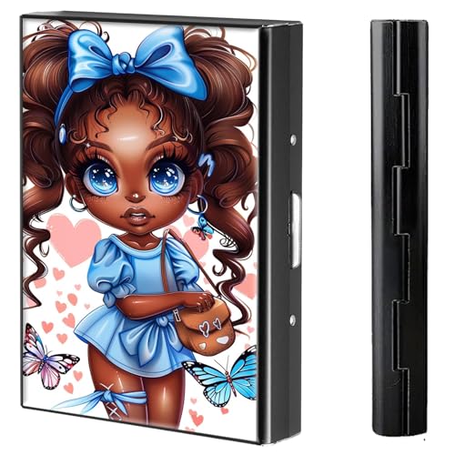 Metal Credit Card Holder Wallet, 6 Card Slots RFID Blocking Stainless Steel Wallet, Slim Metal Credit Card Wallet, with Reliable Press Button Metal Wallet for Women Men, Beautiful Girl