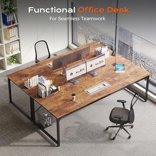 Image of PRAISUN 78.7 X 29.5 Inch Computer Desk with Deeper Desktop, Long Gaming Office Writing Work Desk for Home Office, Study, Bedroom, Work from Home, Metal Frame, Rustic Brown