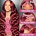 QZOQZO 99J Burgundy Lace Front Wigs Human Hair 13x6 HD Transparent Body Wave Lace Front Wigs Pre Plucked 99j Burgundy Red Wine Glueless Human Hair Wigs for Women Reddish Brown 180% Density 30 Inch