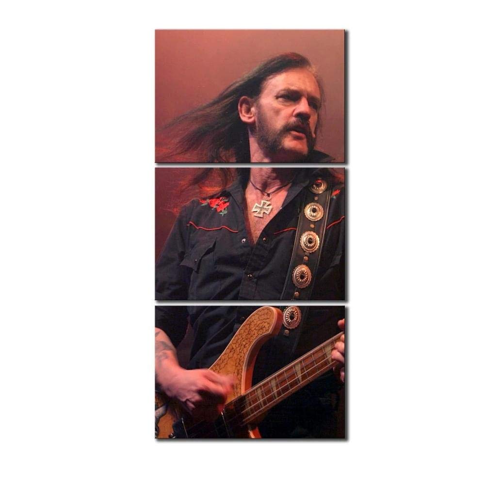 DDSDA Leinwand Wand Kunst Malerei Motiv, 3-teilig auf Leinwand (Gesamtformat: 120X60 cm) Motorkopf-Lemmy Hochwertiger Kunstdruck als Wohnkultur Gürtelrahmen