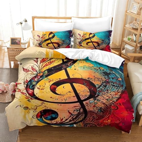 Parure de lit notation musicale 220x240 cm avec housse de couette en microfibre et fermeture éclair - 3