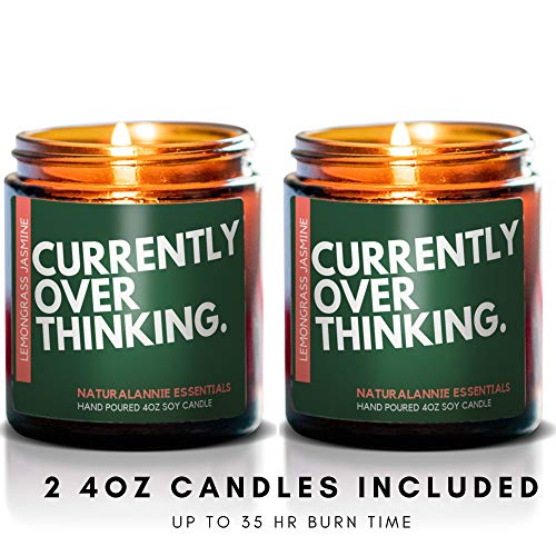 Currently Overthinking: Scented Soy Candle For Moms | Entrepreneurs | Solopreneurs | Girlboss| Gifts| Scent: Lemongrass And Jasmine - 4Oz 2 Pack #TOP2
