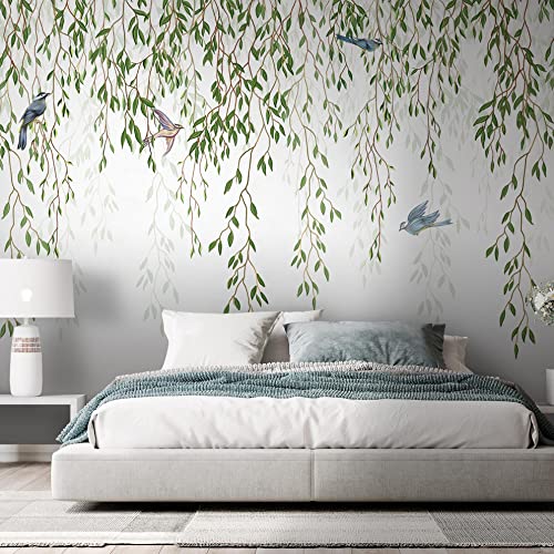 Art Murals Papel pintado de vinilo, 420 х 280 cm, Pájaros y enredaderas, papel pintado para dormitorios, papel pintado para cocinas, papel pintado para salones, pasillos, oficinas Cover